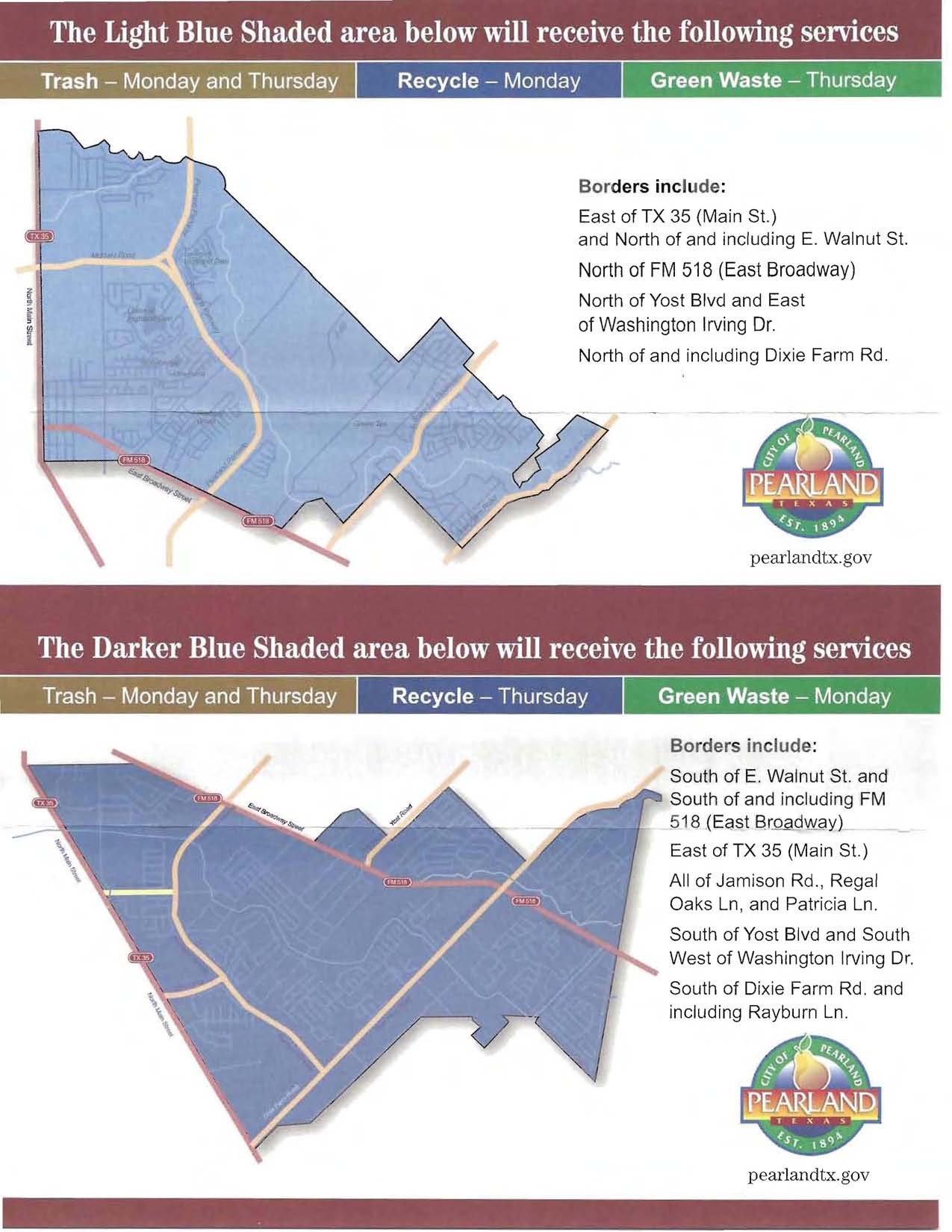 Pearland Garbage Schedule Trash Pick Up Pearland Recycling